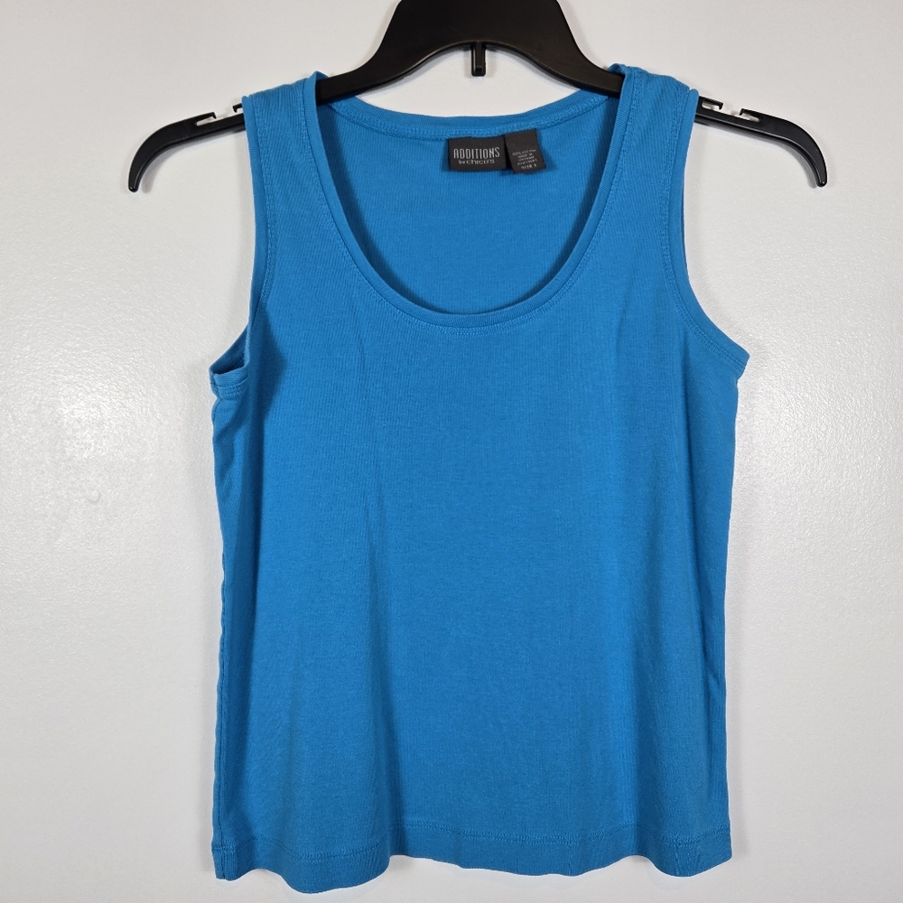 Chico's Additions 100% Cotton Classic Blue Tank Top Size Medium